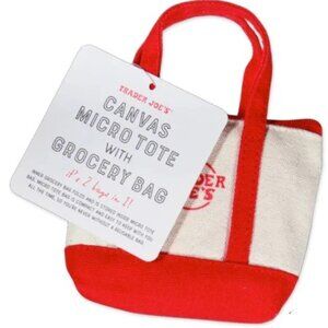 Trader Joe’s Micro Canvas Tote – Red - Collector Favorite ❤️👜🛒